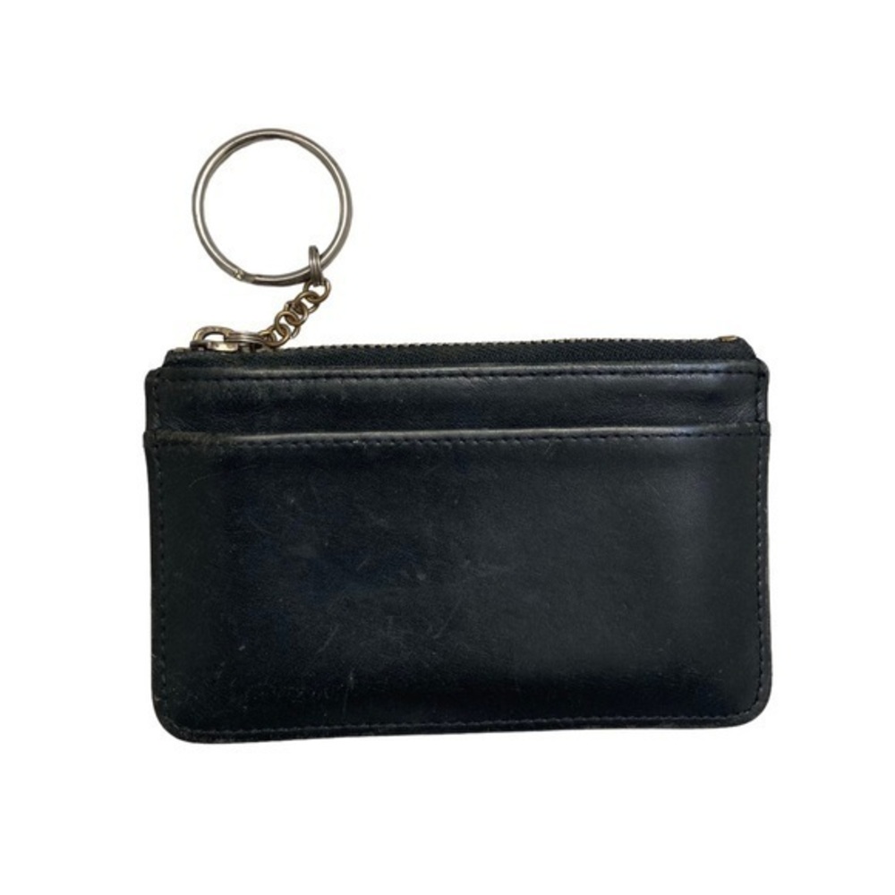 Coach black leather vintage keyring cardholder
